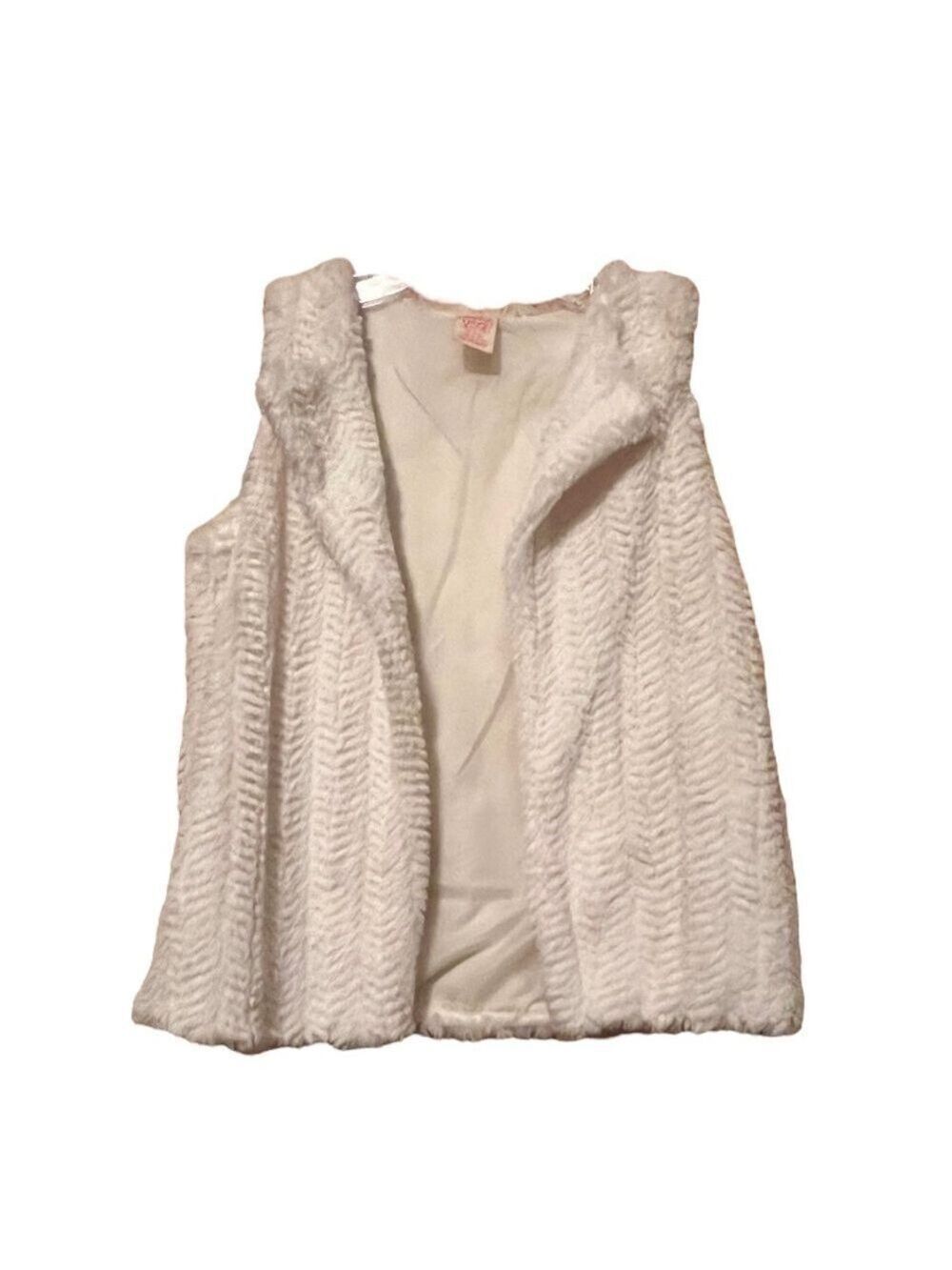 Faded Glory Girls Faux Fur Vest Cream Medium 7/8